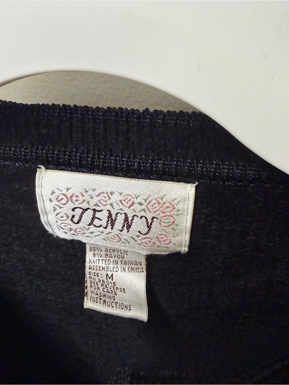 Vintage 80s/90s Black Floral Embroidered Cardigan Sweater.  vintage grsndmacore